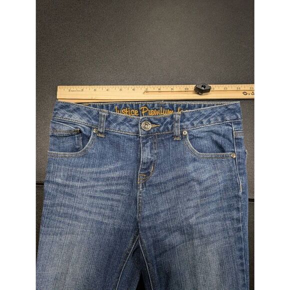Justice Premium Jeans Simply Low Medium Wash Blue Jeans Bootcut Leg Kids 14R - Picture 7 of 9